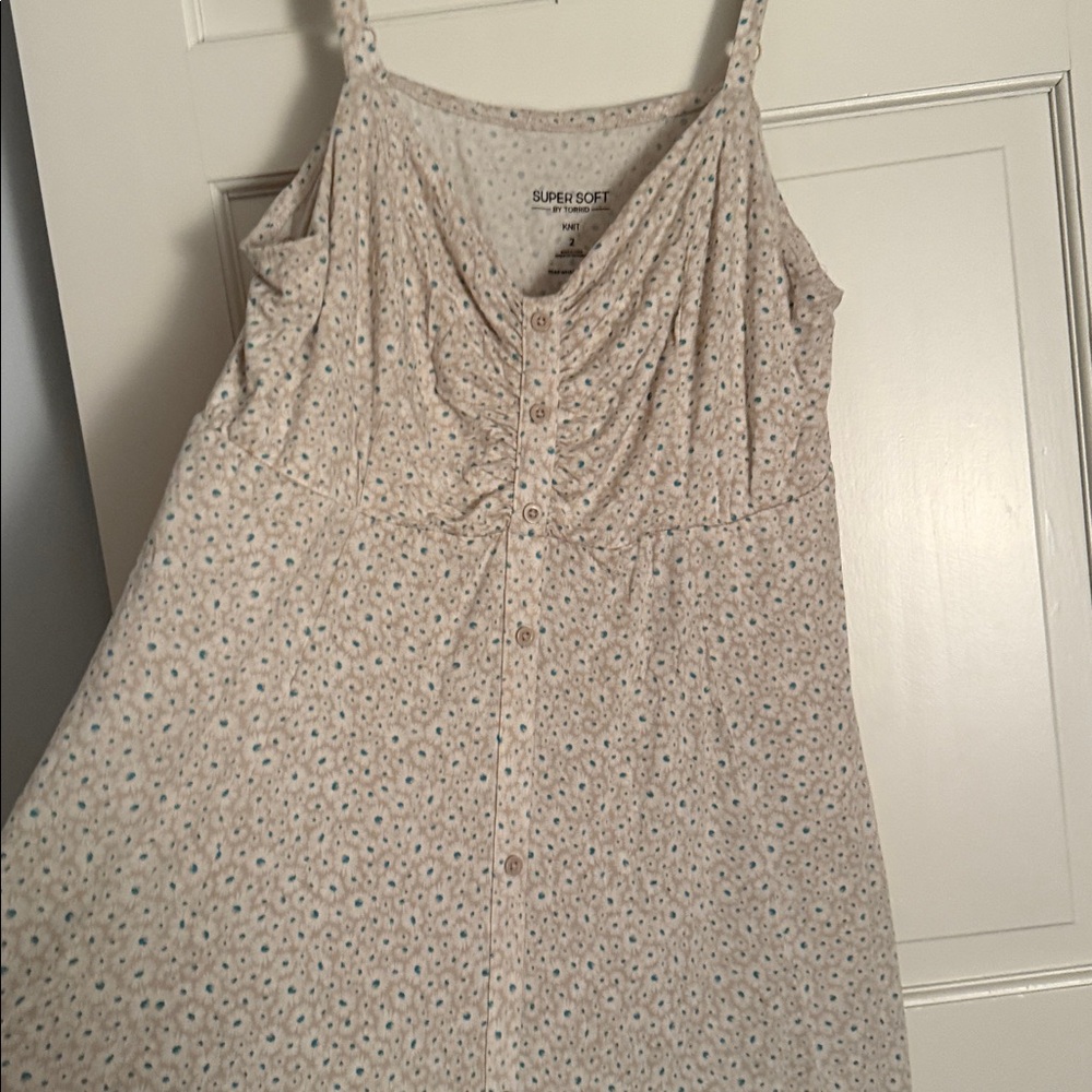 Torrid Cream and Teal Floral Knit Maxi Dress - Picture 4 of 4